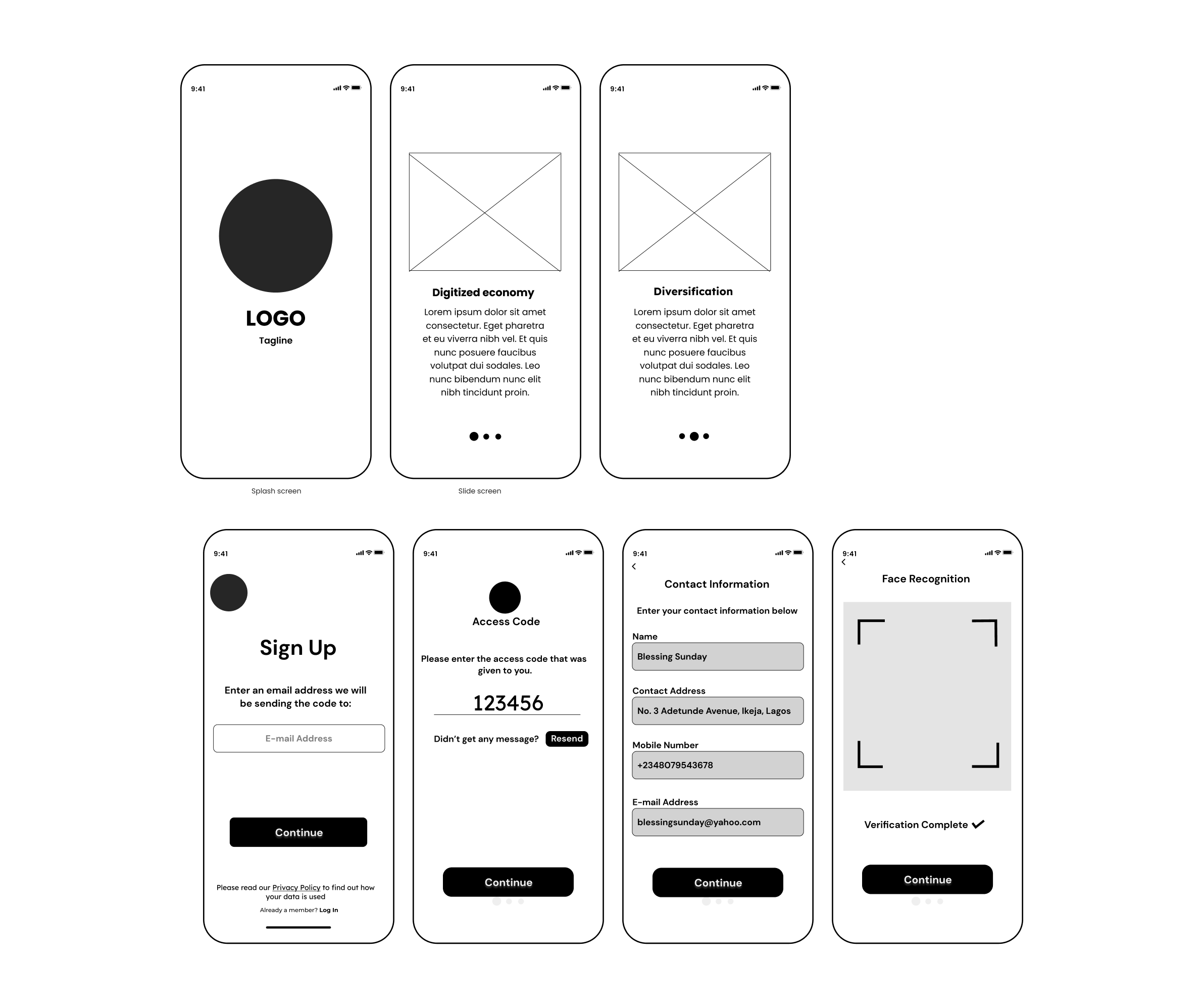 Lume mobile wireframe